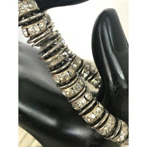 Vintage Silver Tone Coil Rhinestone Bracelet Fashion Jewelry